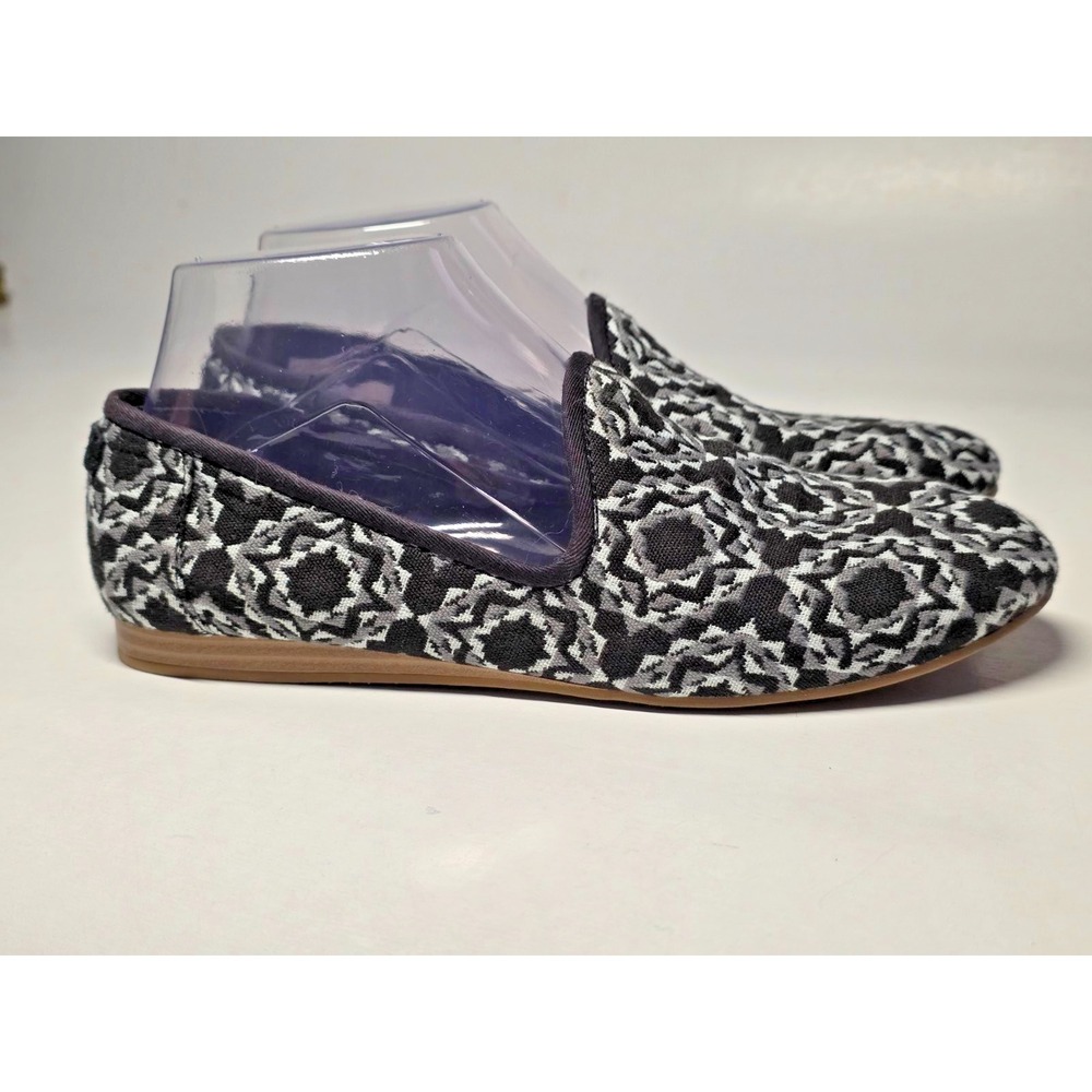 Toms Women's Shoes Size 7 Black Gray Darcy Slip On Flats Comfort Ballets